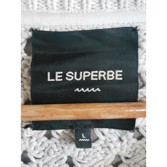 Le Superbe Cashmere Sweater Womens Large Gray Rainbow Sinbad  Cable  Knit - Picture 3 of 7